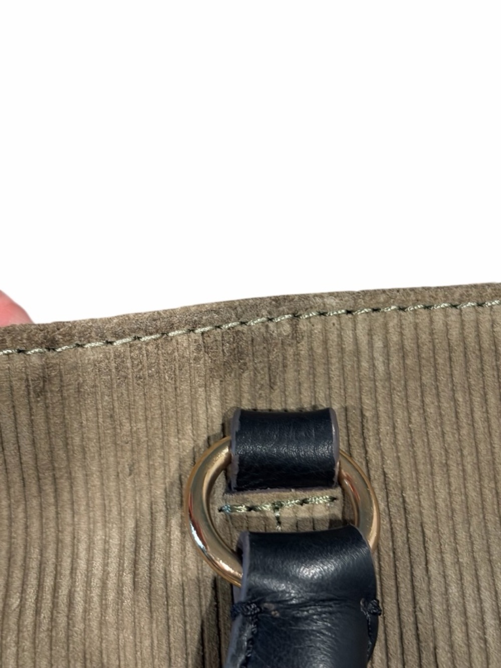 Aimee Kestenberg Corduroy Satchel Bag Taupe & Black Gold Hardware - Picture 9 of 10